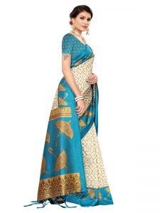 Wedding Umbrella Rama Printed Mysore Art Silk Kanjivaram Sarees With Blouse