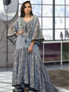 Maxi Dress Style Gray Color Kaftan