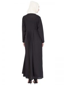 Womens Abaya Black & Grey Color Embroidery Wear