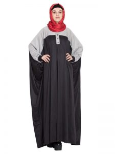 Womens Abaya Grey & Black Color Daily Wear