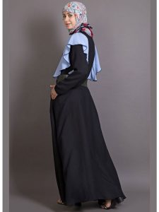 Womens Abaya Black & Blue Color Fancy