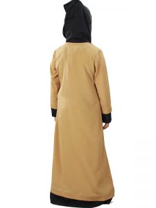 Beige And Black Color Kid'S-Crepe Kid'S Abaya