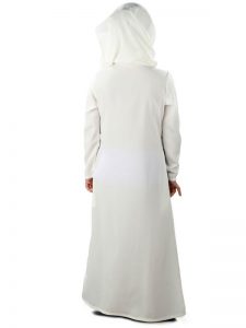 Off White And Green Color Kid'S-Crepe Kid'S Abaya