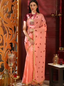 Rang Roop Pink Pure Georgette Resham Party Wear Designer Saree