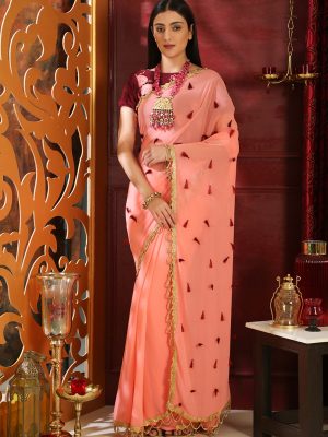 Rang Roop Pink Pure Georgette Resham Party Wear Designer Saree
