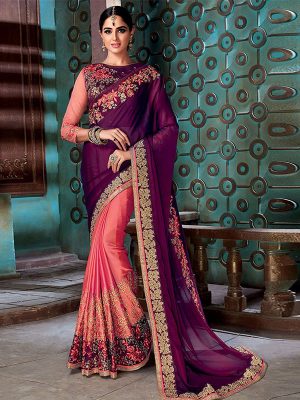 Sana Silk Purple Colour Multi Work Bollywood Sarees