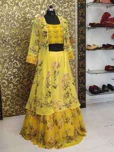 Buy online Sonakshi Sinha Yellow Digital Print Indo Western Celebrity Wear Dress