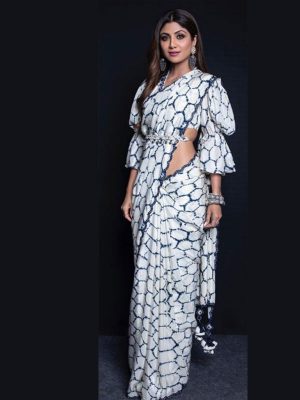 Buy Shilpa Shetty Chinon Silk Celebrity Wear Digital Print Saree