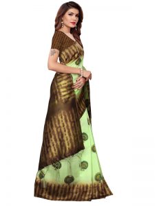 Nagma Mor Pista Printed Mysore Art Silk Kanjivaram Sarees With Blouse