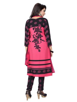 Pink Lady French Crepe Printed Dress Material French Crepe Shiffon With Dupatta