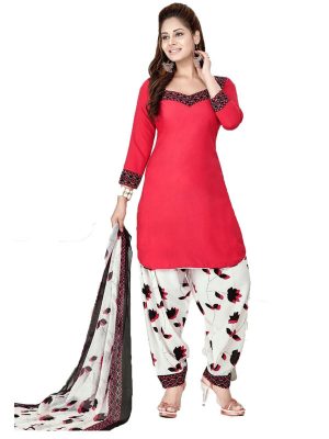 French Crepe Printed Dress Material With Shiffon Dupatta Suit-1066 C