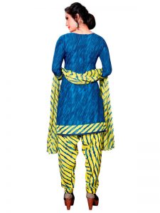 French Crepe Printed Dress Material With Shiffon Dupatta Suit-1120