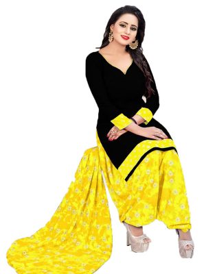 French Crepe Printed Dress Material With Shiffon Dupatta Suit-1143 A