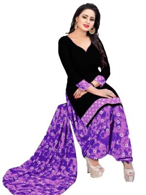 French Crepe Printed Dress Material With Shiffon Dupatta Suit-1143 E