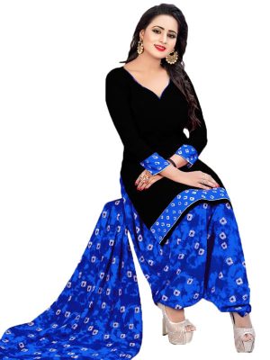 French Crepe Printed Dress Material With Shiffon Dupatta Suit-1143 F