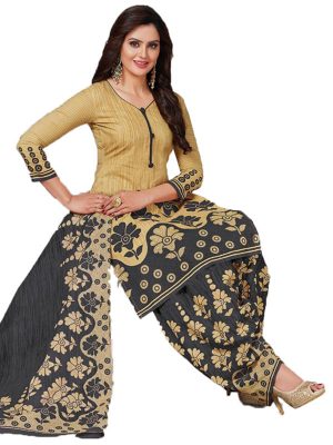French Crepe Printed Dress Material With Shiffon Dupatta Suit-1147 A