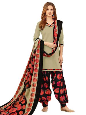 French Crepe Printed Dress Material With Shiffon Dupatta Suit-1151