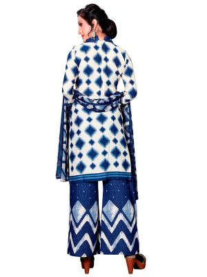 French Crepe Printed Dress Material With Shiffon Dupatta Suit-1159