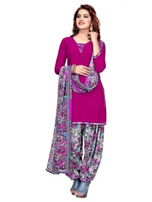 French Crepe Printed Dress Material With Shiffon Dupatta Suit-1167