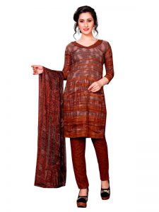 French Crepe Printed Dress Material With Shiffon Dupatta Suit-1195