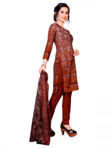 French Crepe Printed Dress Material With Shiffon Dupatta Suit-1195