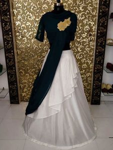 New Off White & Green Colored Beautiful Two Layers Taffeta Lehenga Choli