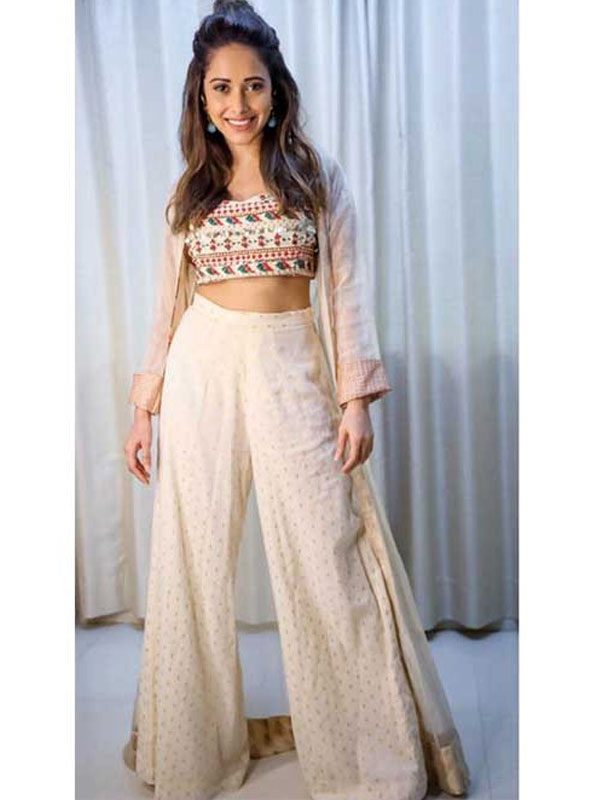 crop top and palazzo ethnic