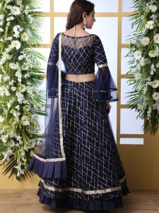 Navy Blue Bridal Sequence Embroidered Work Wedding & Party Wear Lehenga Choli