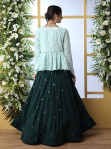 Dark Green Designer Thread with Sequence Embroidered work Wedding & Party Wear Lehenga Choli