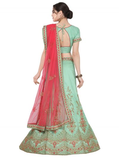 Peach Colour Satin Silk Zari Embroidery & Diamond Work Lehenga Choli ...