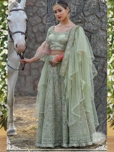 Green Colour Net Resham & Zari Work Lehenga Choli