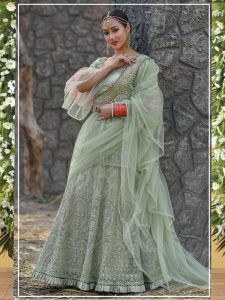 Green Colour Net Resham & Zari Work Lehenga Choli