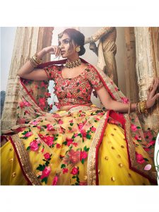 Yellow Colour Net Sequence & Thread Work Lehenga Choli