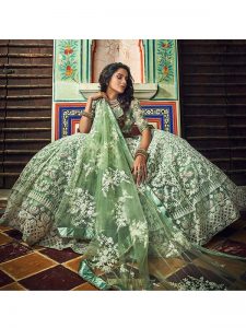 Sea Green Colour Net Thread Work Lehenga Choli