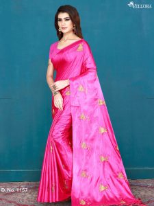 Magenta Paper Silk Embroidery Saree