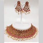 Pink Colour Bridal Wedding Jewellery Alloy Necklace Sets for Women