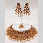 Gold Colour Bridal Wedding Jewellery Alloy Necklace Sets for Women