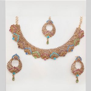 Multicolor Colour Bridal Wedding Jewellery Alloy Necklace Sets for Women