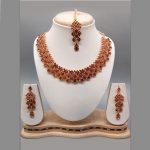 Gold Colour Bridal Wedding Jewellery Alloy And Copper Necklace Sets for Women