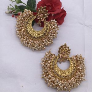 Designer Gold Colour Alloy And Copper Latest Earrings for women