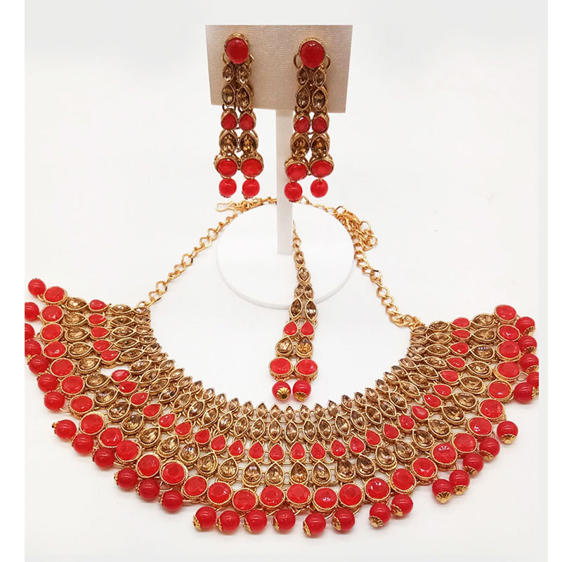 Red colour hot sale necklace set