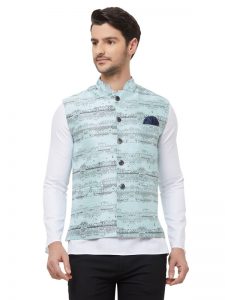 Blue Colour Silk Blend Modi Jacket