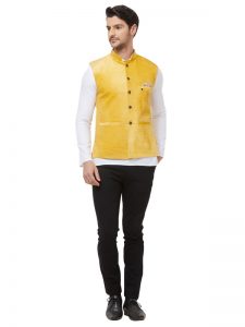 Yellow Colour Velvet Modi Jacket