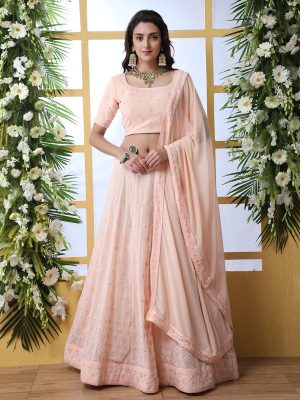 Women Fashionable Beautiful And Stylish Look Thread Work Pink Lehenga Choli  at 14999.00 INR in Jaipur | Dhanlaxmi Sarees