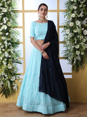 Designer Beautiful Blue Lehenga Choli For Bride – TheDesignerSaree