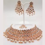 Gold Colour Bridal Wedding Jewellery Alloy Necklace Sets for Women