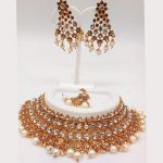 Gold Colour Bridal Wedding Jewellery Alloy Necklace Sets for Women