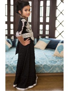 Black Designer Handmade Moroccan Style Kids Caftan