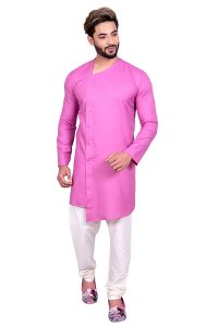 Fuchsia Reception Wear Cool Cotton Indo Western Sherwani