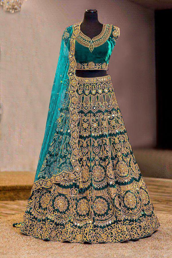 Buy Designer Multi Colour Silk Mirror Work Readymade Bridal Lehenga Choli  for Wedding Online : USA, UK - Lehenga